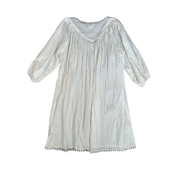 Anthropologie VELVET Trista Blanket Stitch Kaftan Dress White Embroidered Boho M - Picture 4 of 13